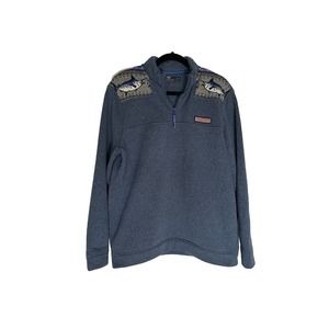 Vineyard Vines Mens Fair Isle Marlin Shep 1/4 Quarter‎ Zip Sweater Medium EUC A8